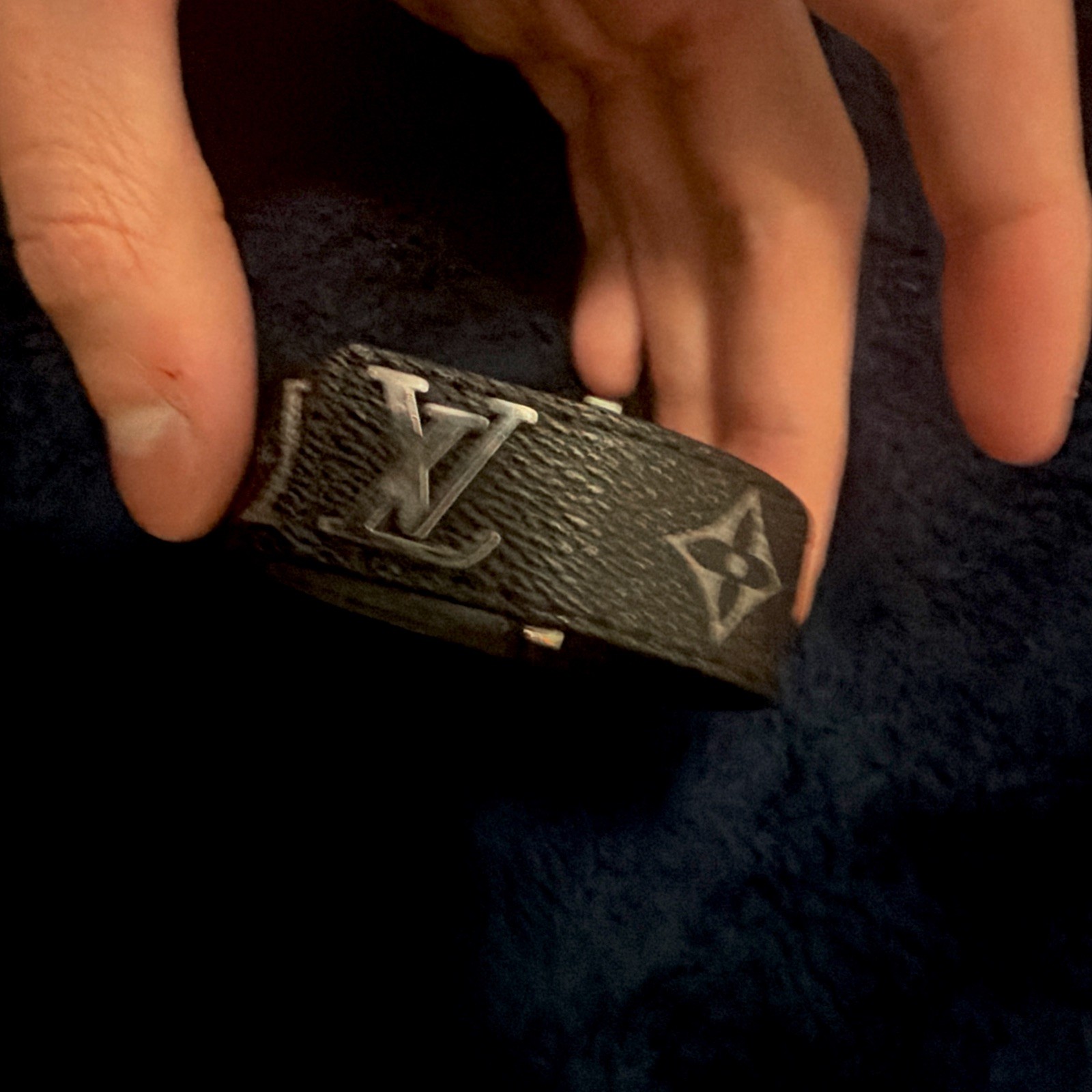 Louis Vuitton Black LV Slim Bracelet Adjustable Size 21 Box Included