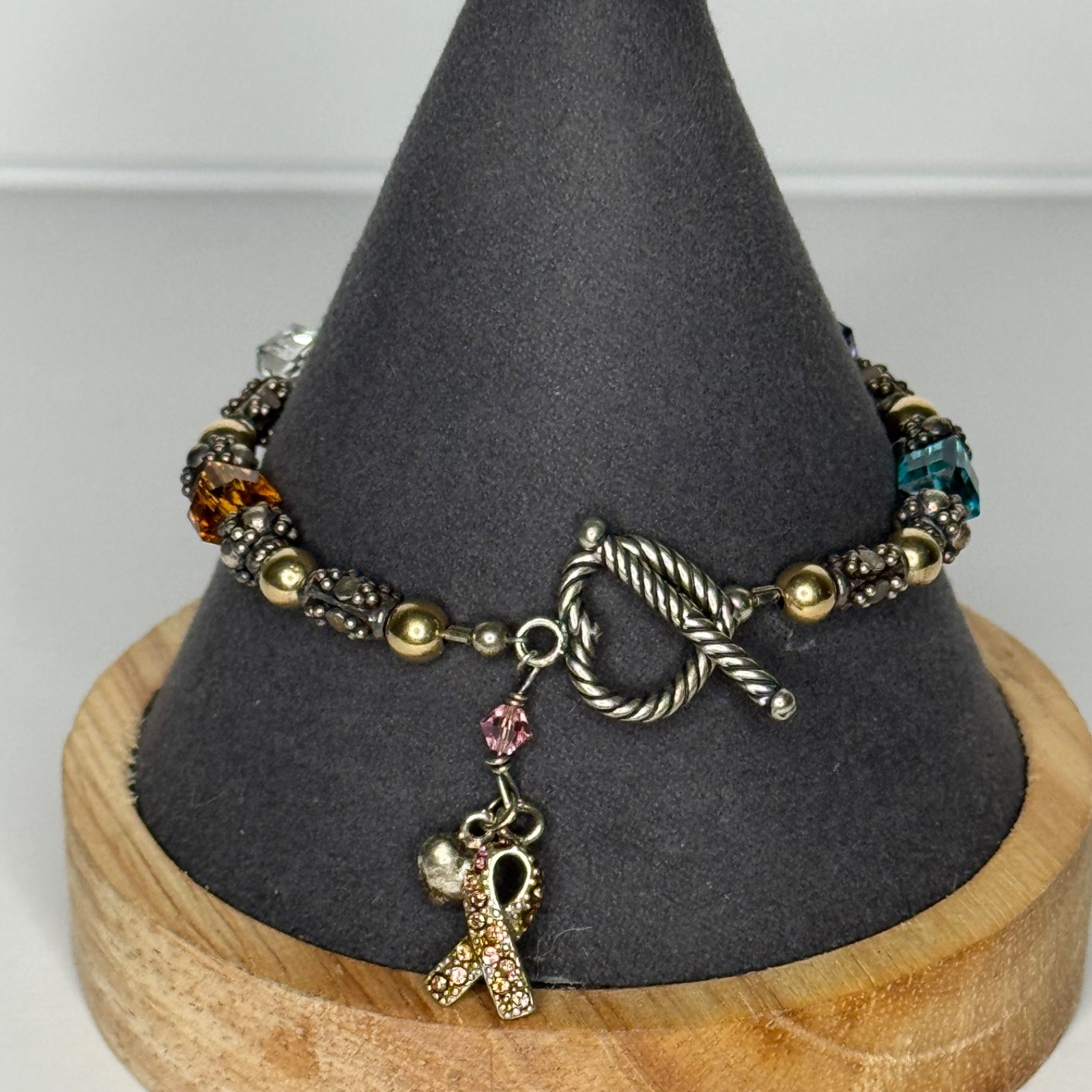 Awareness Ribbon Bracelet SIC 925 Sterling Silver 14k Beads Multicolor Beads