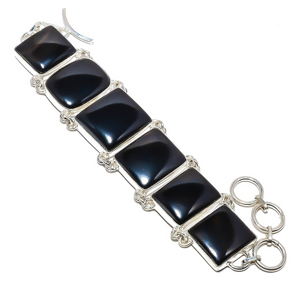 Black Onyx – Brazil 925 Sterling Silver Ethnic Bracelet 7.99″ TB4308-121
