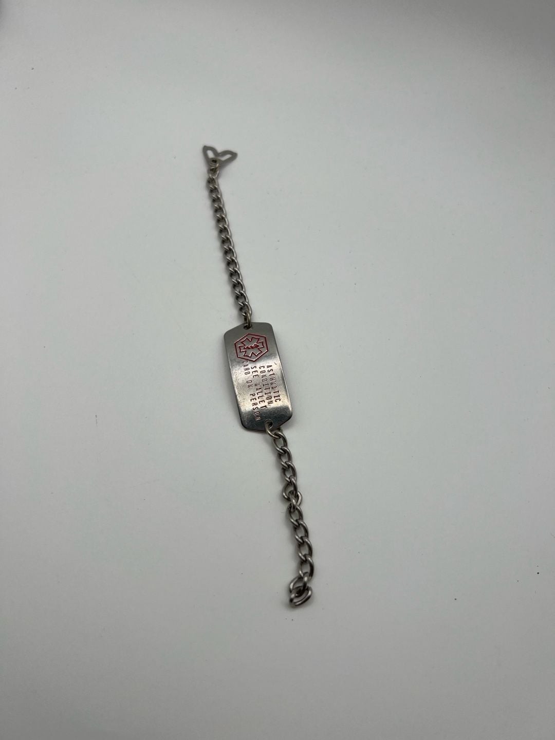 Vintage Medical Alert ID Bracelet Asthmatic Condition Stainless Steel