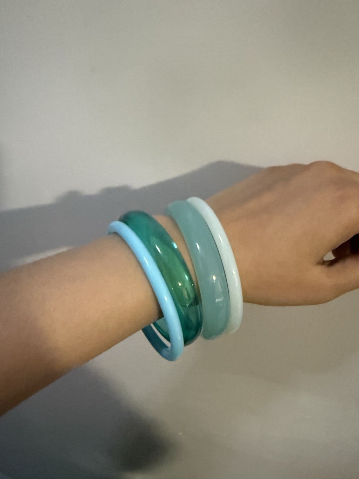 Lucite Acrylic bangle Blue Lot Bracelet Statement Chunky Bold Big 4 Pcs