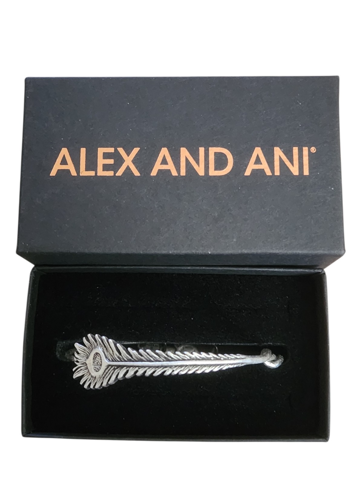 Alex and Ani Silver Peacock Feather Bangle Bracelet With Box Nwot