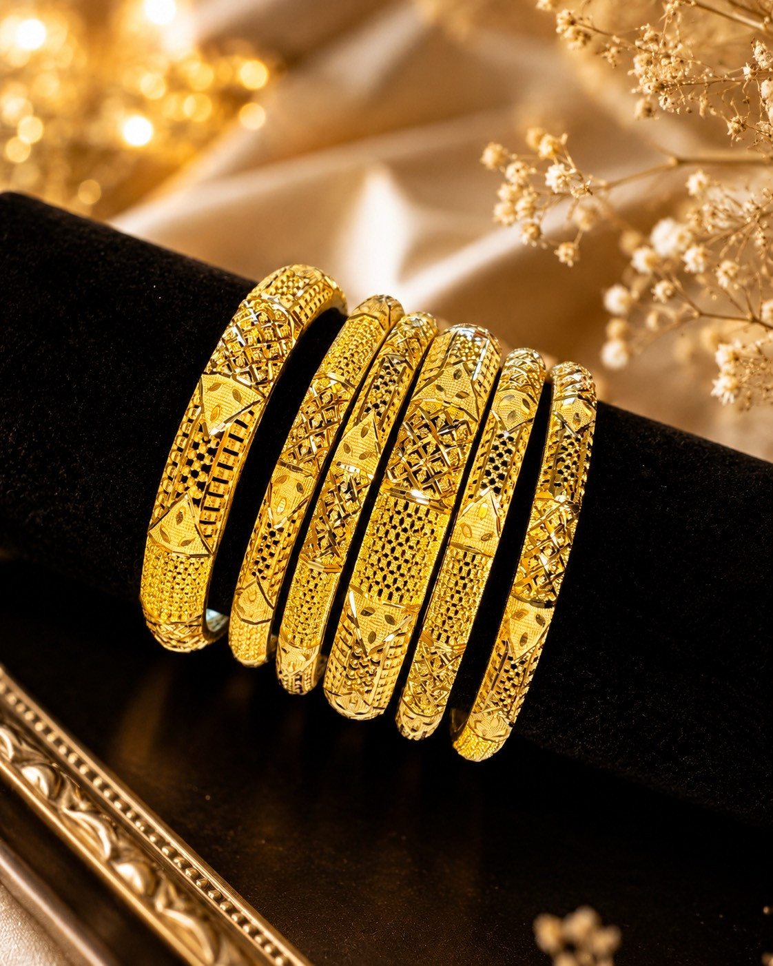 22k Dubai Gold Plated Traditional Bangle Set – Elegant Ethnic Jewelry for Women