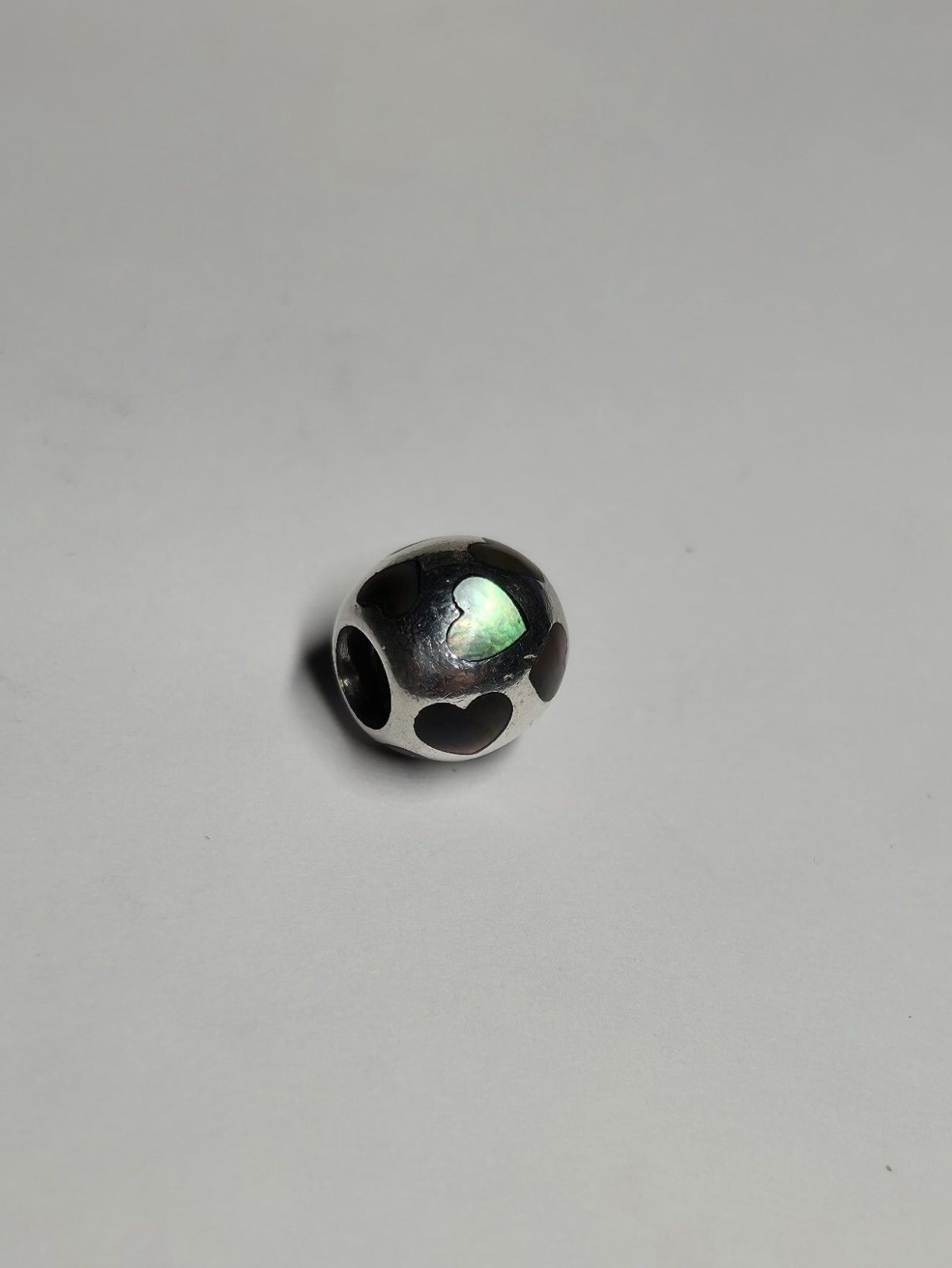 Genuine Pandora Charm “Black Mother of Pearls Hearts” – 790398MPB – retired