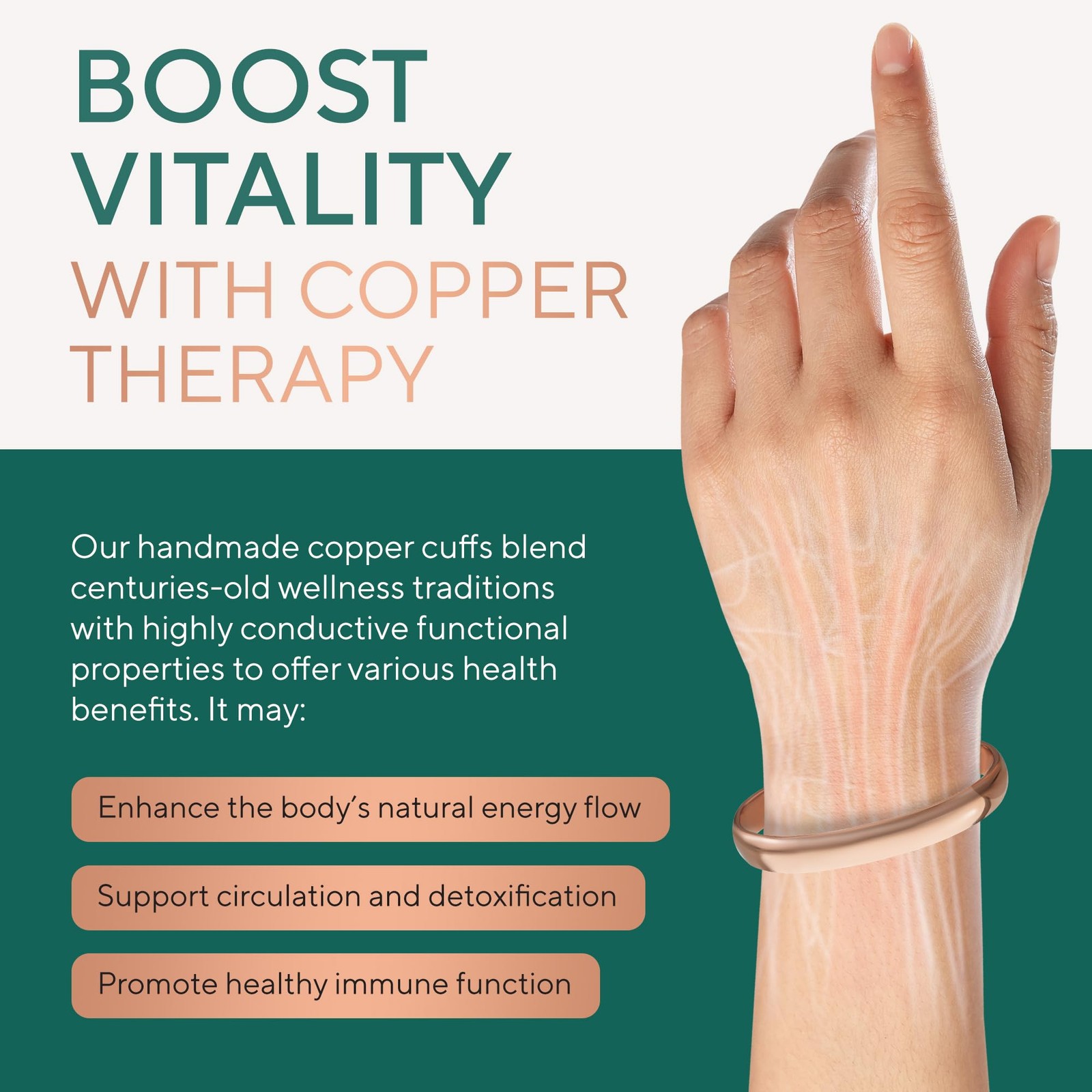 TheraCopper Copper Bracelet for Men & Women — 100% Pure Adjustable,