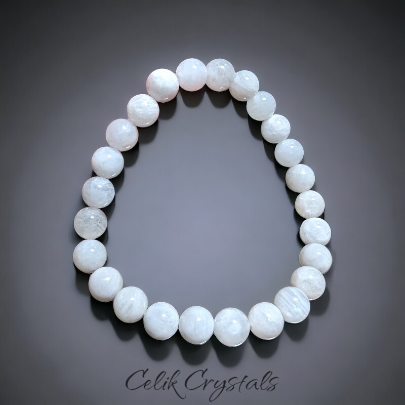 Authentic Moonstone Bracelet 8mm Natural Stones Handmade Stretch Beads