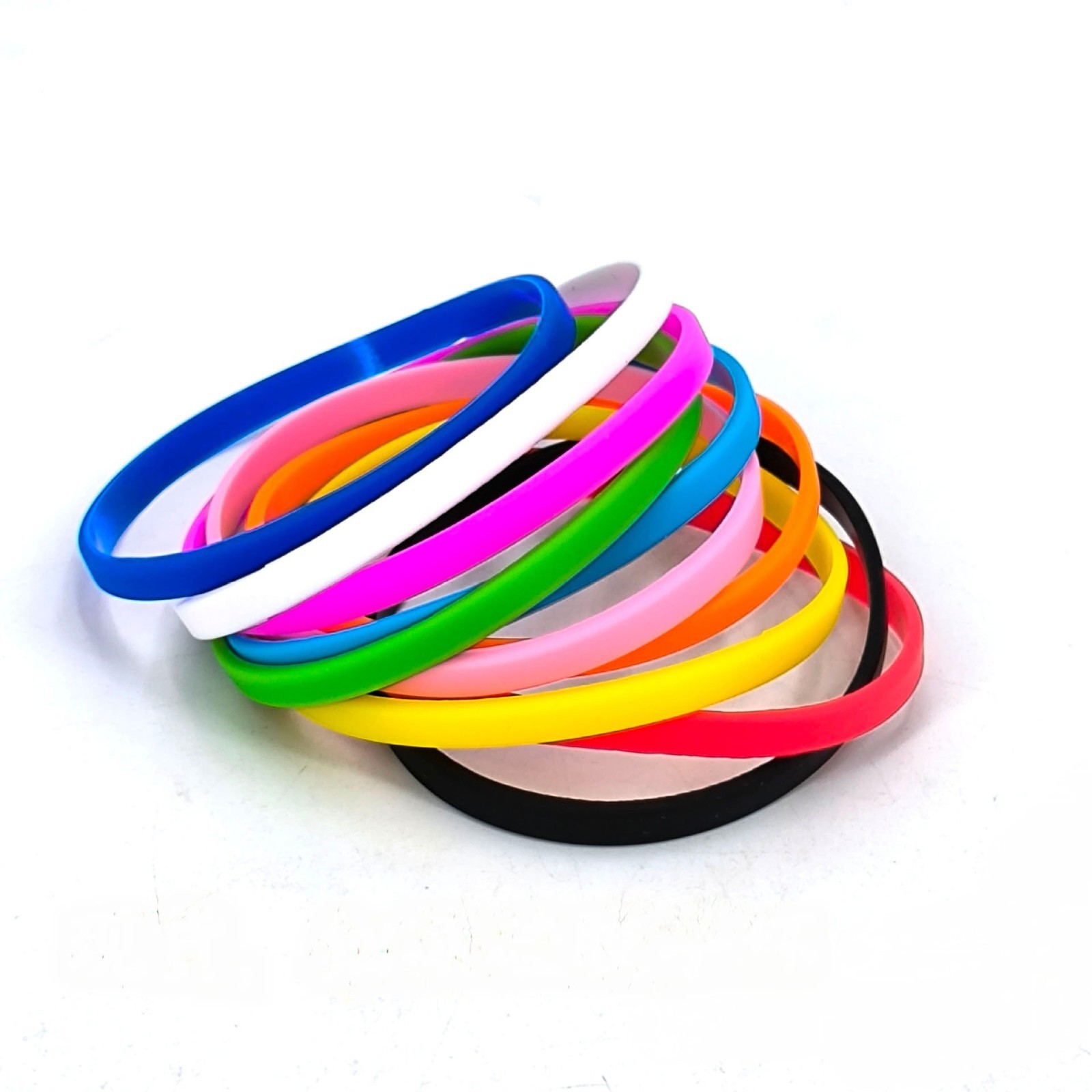10 20 Pcs Lot Silicone Bracelet Blank Wristband Multi Color Thin Wrist Band