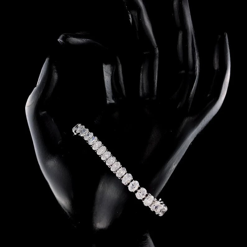 8.50CT Oval Cut Moissanite Tennis Women’s Bracelet 925 Sterling Silver