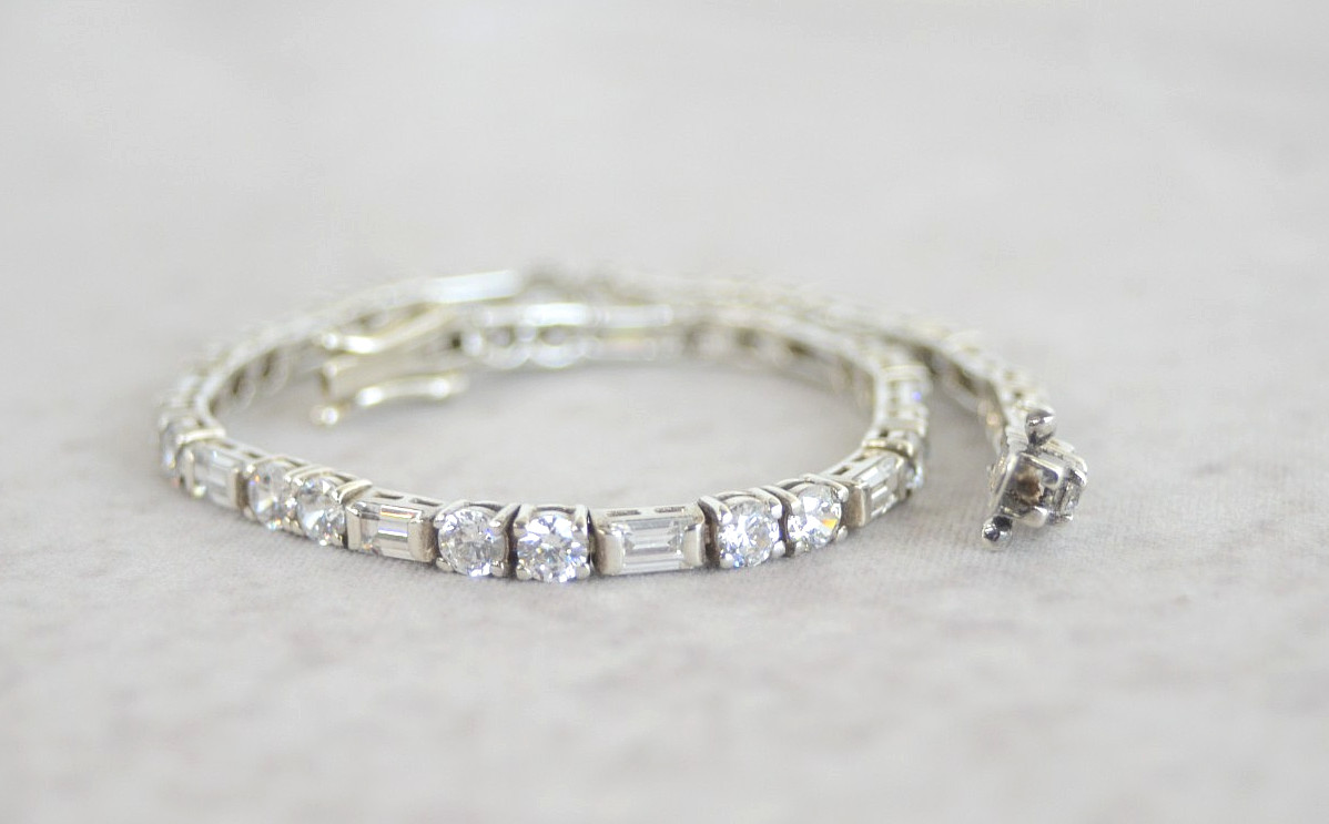 QVC Diamonique Sterling Silver Tennis Bracelet Jewelry S 925 DQ CZ Korea