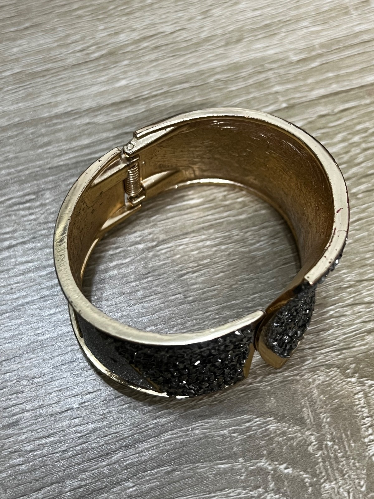 Gold Tone Wide Cuff Bracelet – Sparkly Crystal Statement Fashion Jewelry