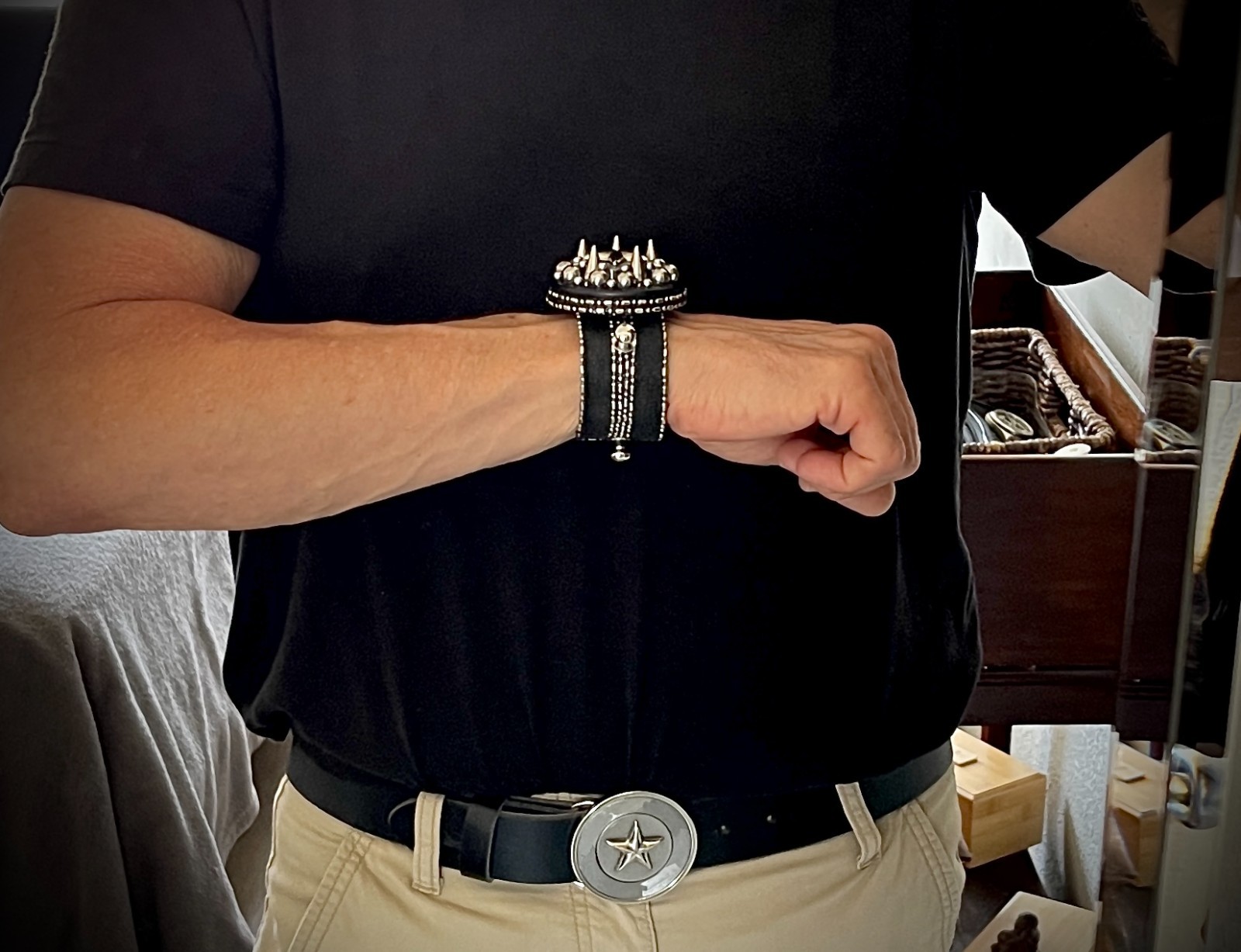 Magnetic Cuff Bracelet Skull & Star Interchangeable OOAK – Darren McNeese