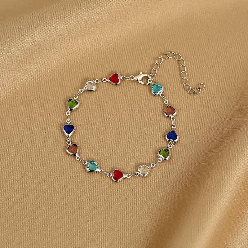 Exquisite colorful heart bracelet with zircon charm gift