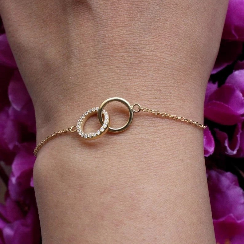 1Ct Round Cut Simulated Diamond Women’s Chain Bracelet In 14K Yellow Gold Plated