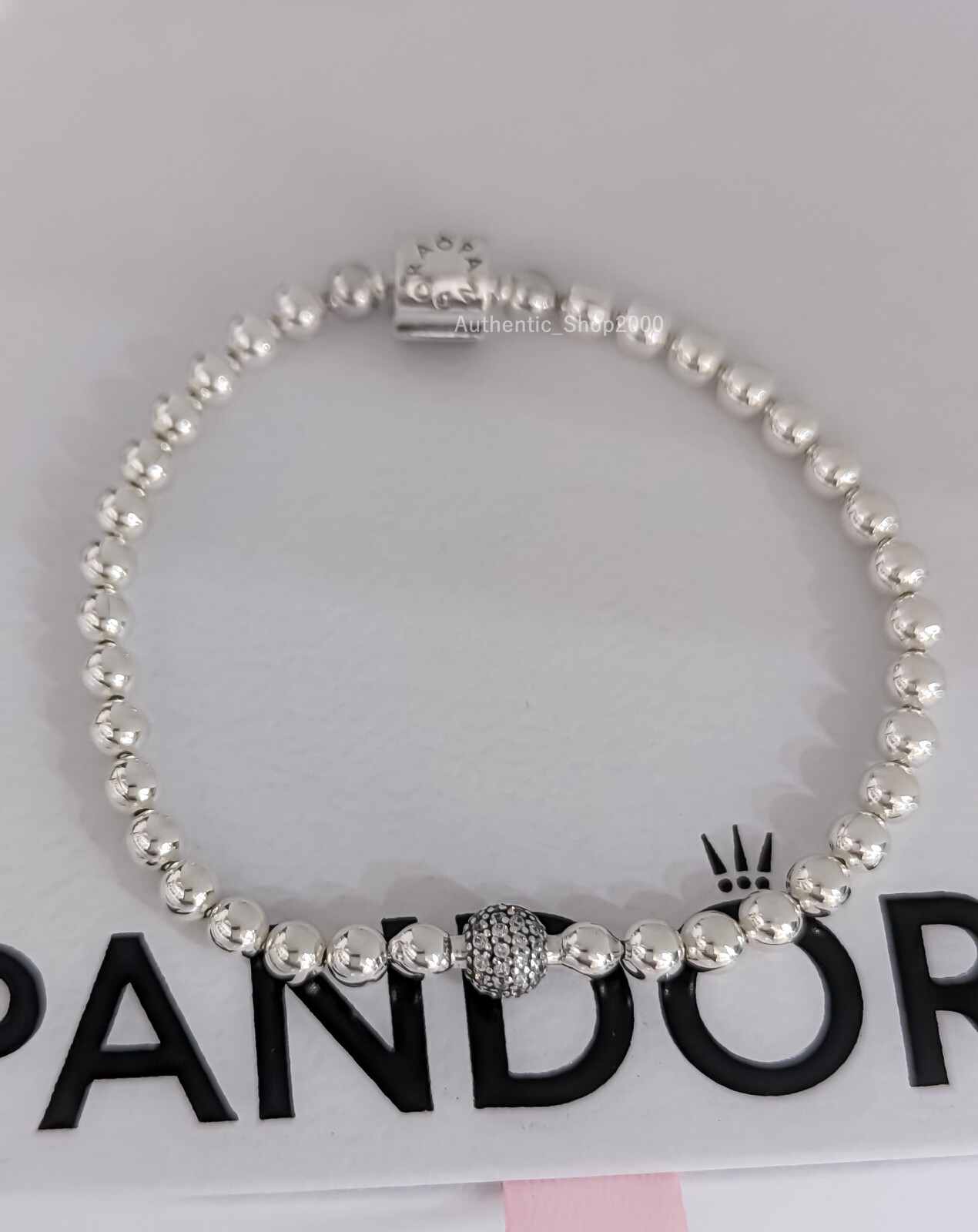 NEW 100% Authentic PANDORA 925 Silver Beads & Pave Clasp Bracelet 598342CZ
