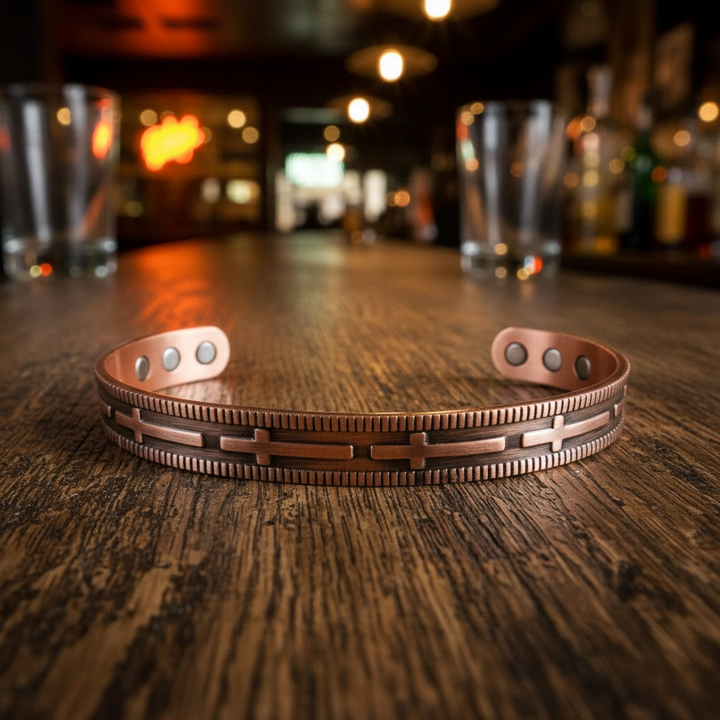 Pure Copper Magnetic Bracelet Cross Solid Copper Arthritis Therapy Cuff Bangle