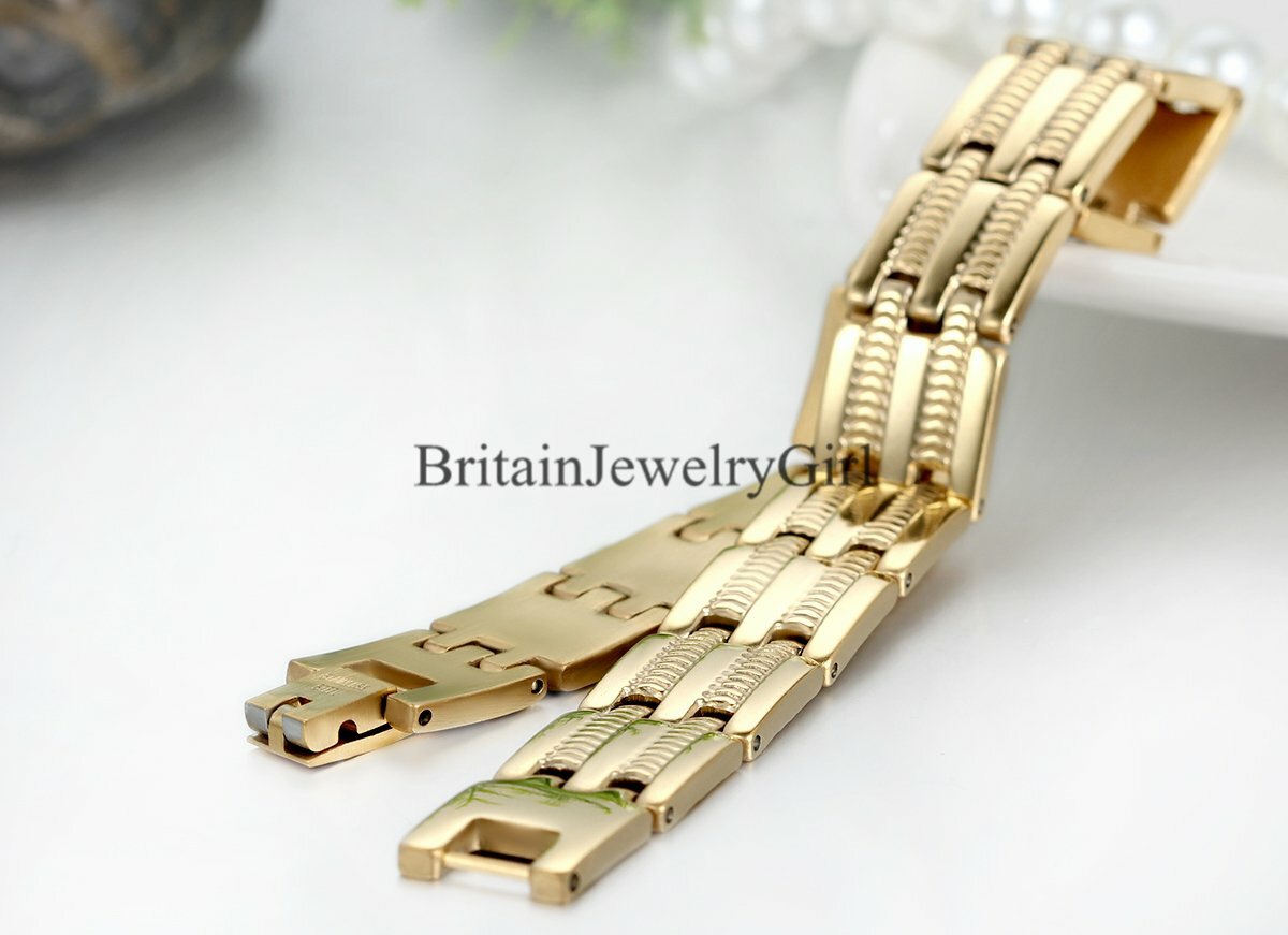 Fashion Men Women Stainless Steel Gold Silver Tone Chain Bracelet Bangle Jewelry