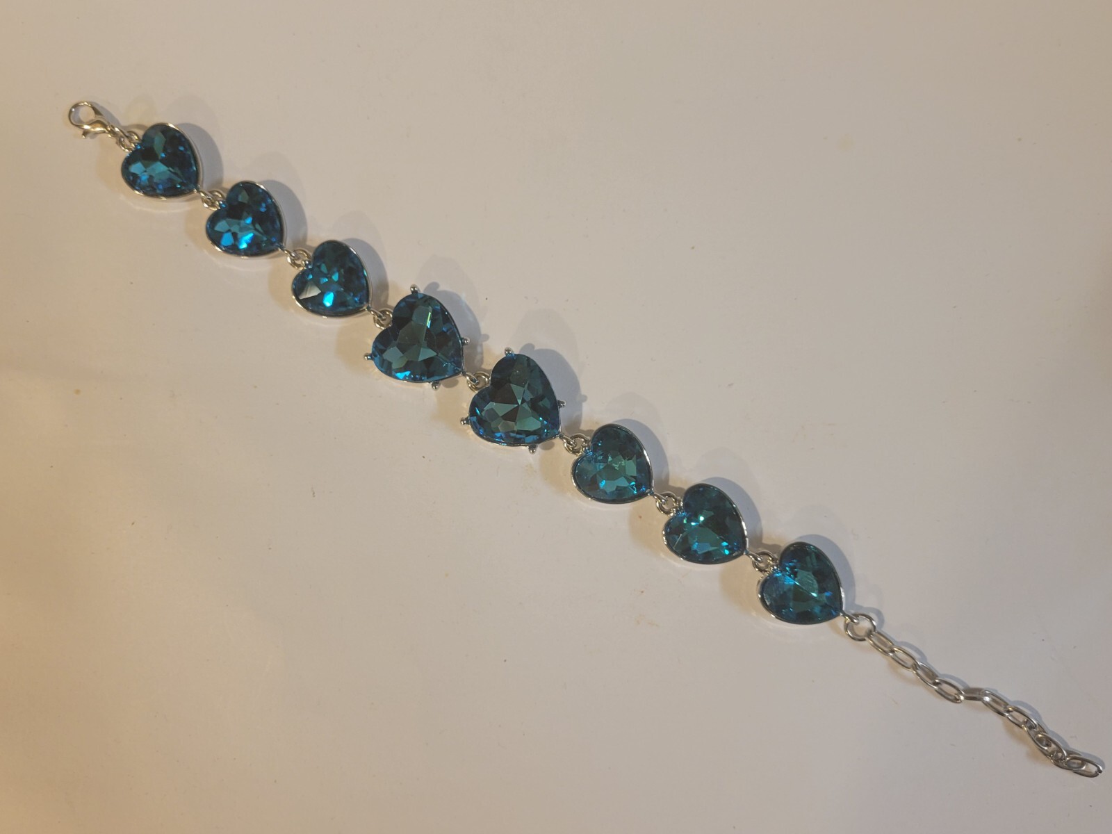 Heart Bracelet with Lab Created Blue Topaz 7″ Bracelet