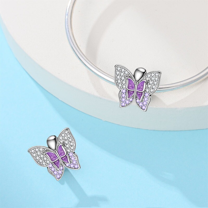 KUNSIR Purple Butterfly Charms For Bracelet and Necklace Pendents For Women Gift