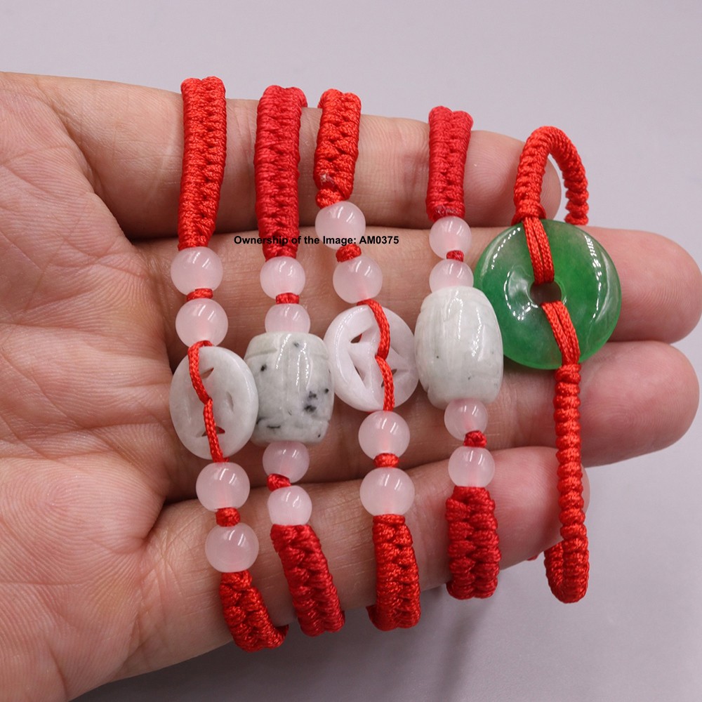 5pcs Mix Natural Jade Bead Handmade Bracelet Adjustable 15-17cm Lucky Gift #2
