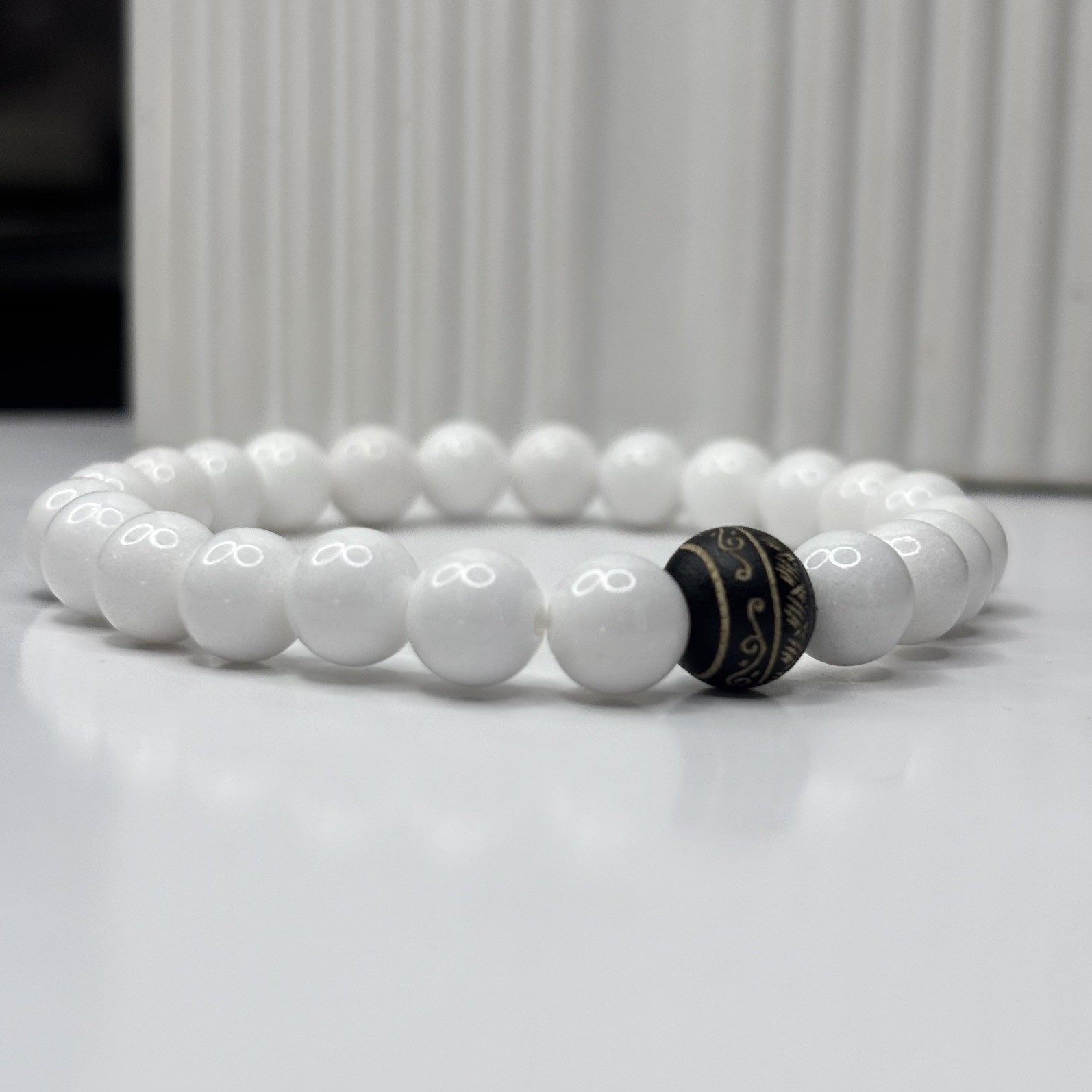 Handmade Natural Gemstone Bracelets Black Onyx Jade White Green Stone Jewel Gift