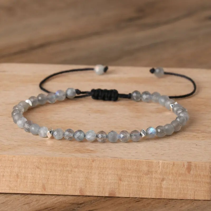 Labradorite Gemstone Beads Healing Reiki Dainty Minimalist Women Bracelet Gifts