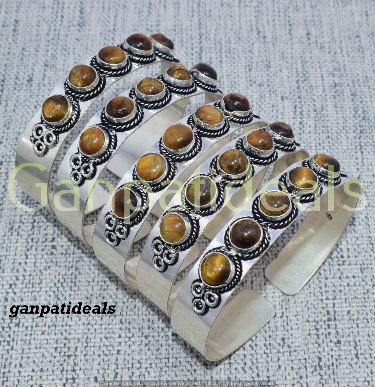 BULK SALE !! Tiger Eye Gemstone Bangle Wholesale Lot 925 Silver Plated Jewelry