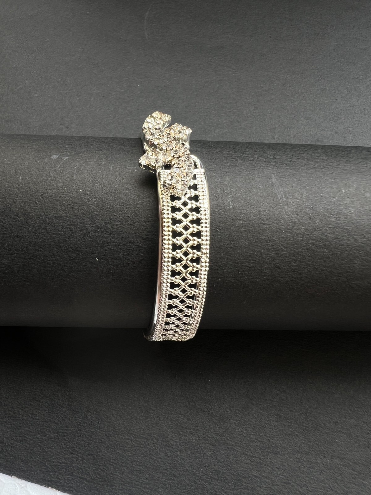 Silver Rhinestone Cuff Bracelet | Sparkling Crystal Party Jewelry for Women