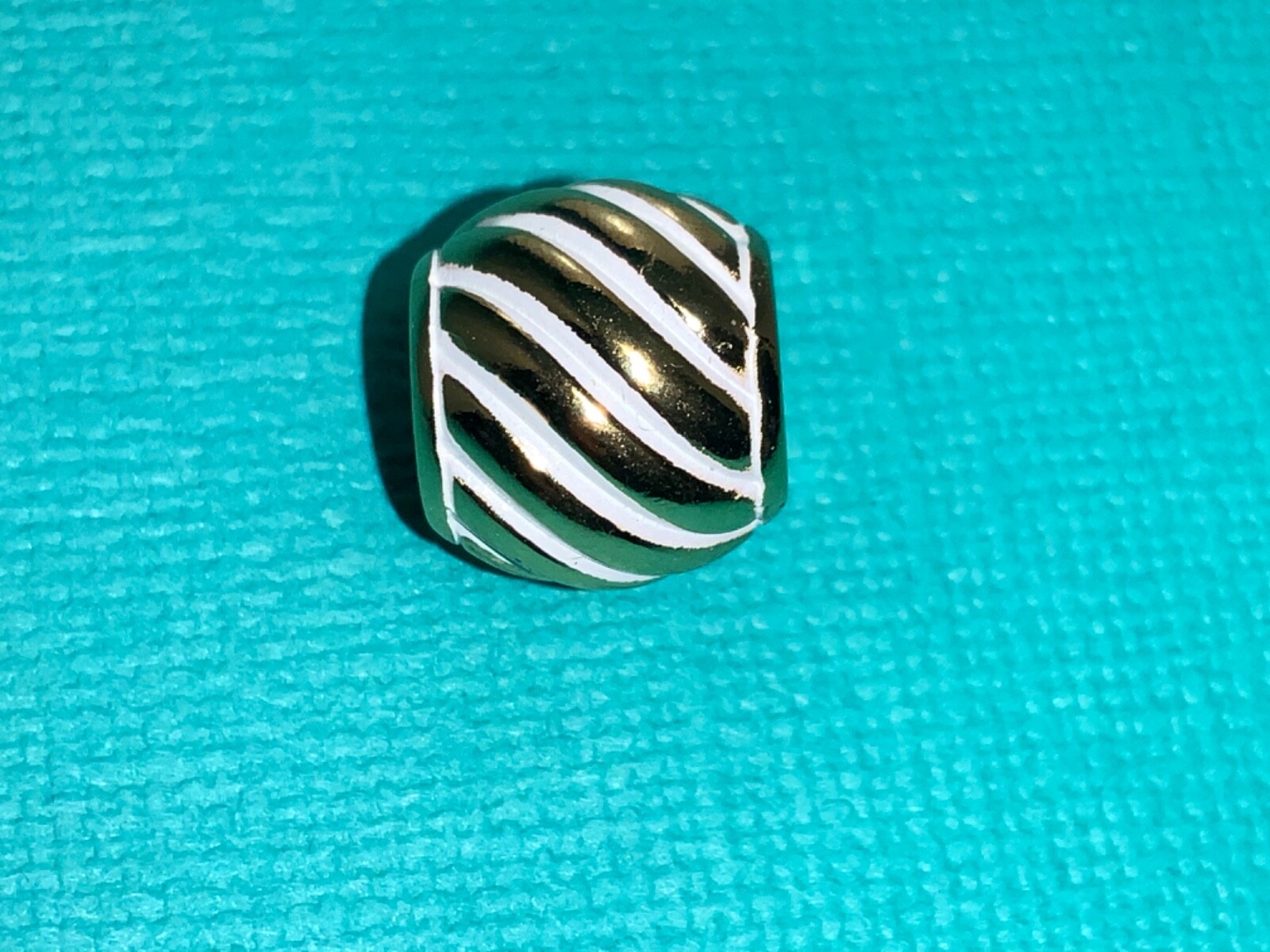 🌸Brighton White Enamel Gold Tone Rope N Roll Spacer Bead (B4) 🌸
