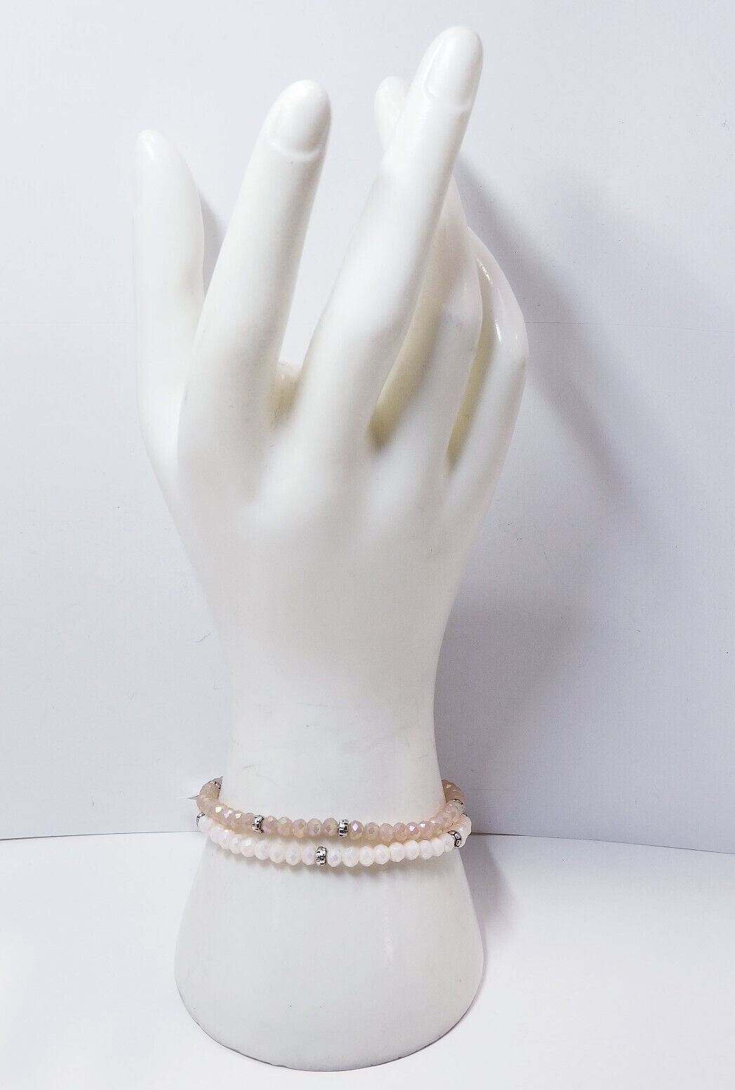 The Clothing Cove My Fun Colors Taupe & Blush Beaded Stretch Bracelets Set of 12