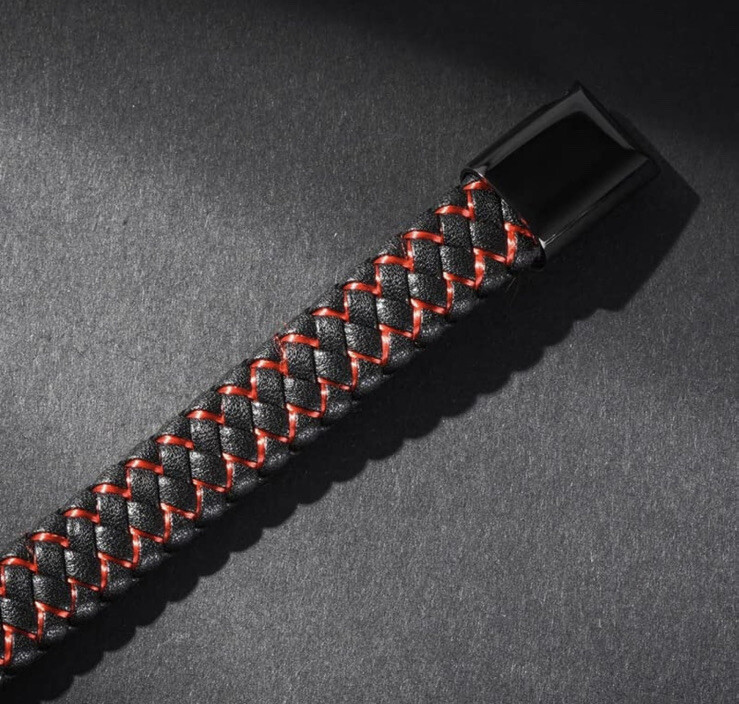 MRBRON Black woven leather bracelet temperament male unisex wristband