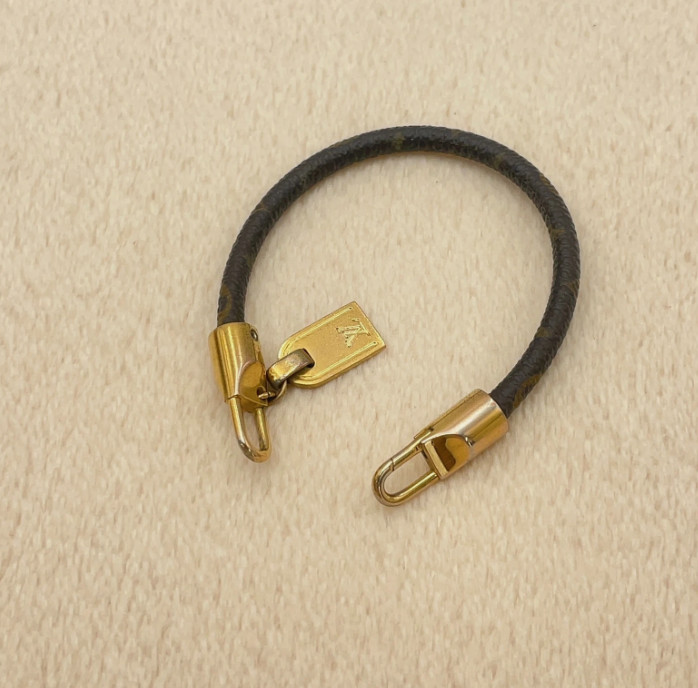 Louis Vuitton Luck It Bracelet Monogram Canvas and Gold Tone Luggage Tag Charm