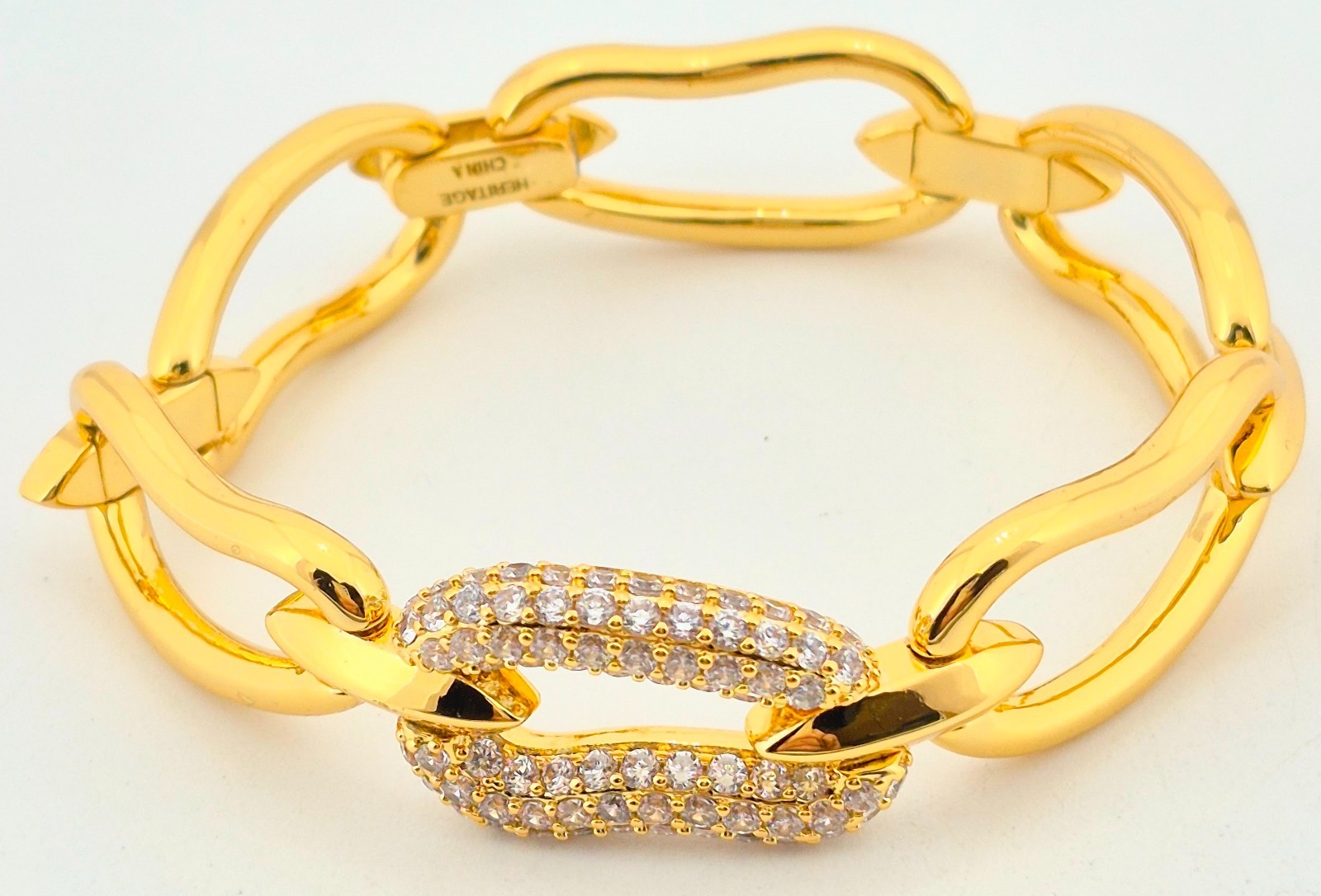 Heritage Bracelet, set with Multiple, White/Colorless CZs. Made in China