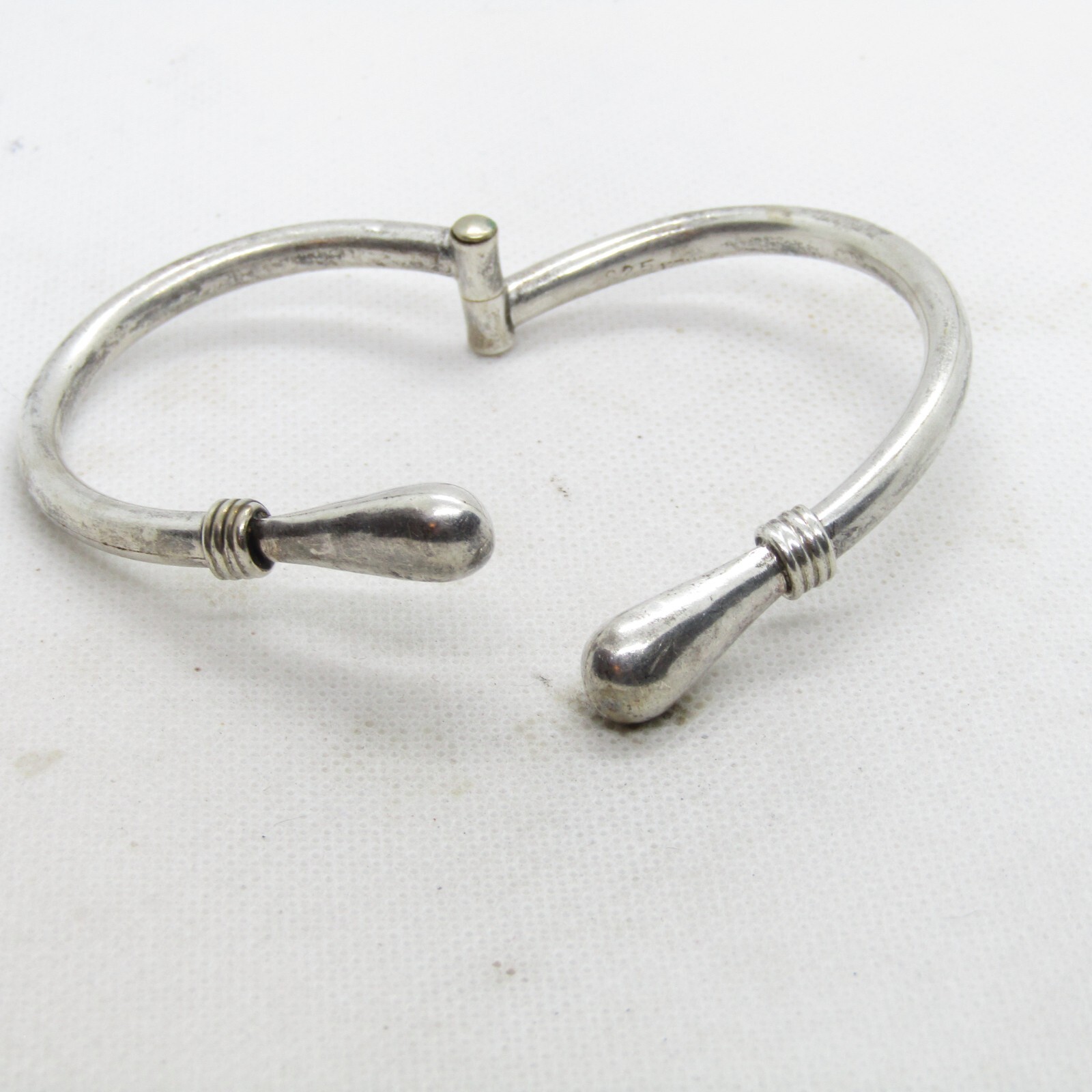 Mexico Sterling Silver 925 Hinged Bangle Bracelet 7″ Adjustable K6787