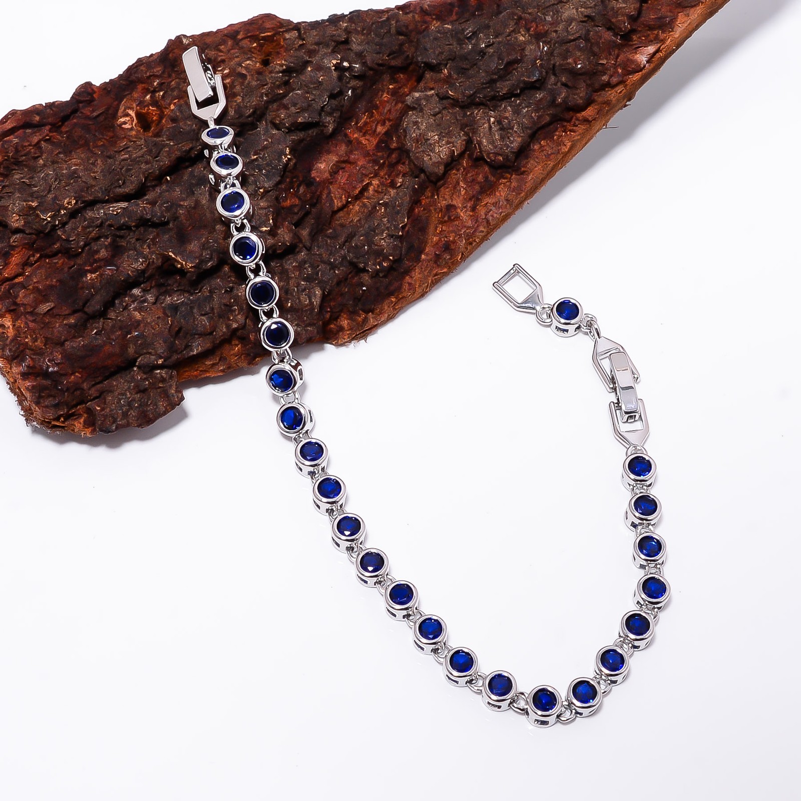 Blue Sapphire – Simulated 925 Sterling Silver Adjustable Bracelet 7-8″ B128329