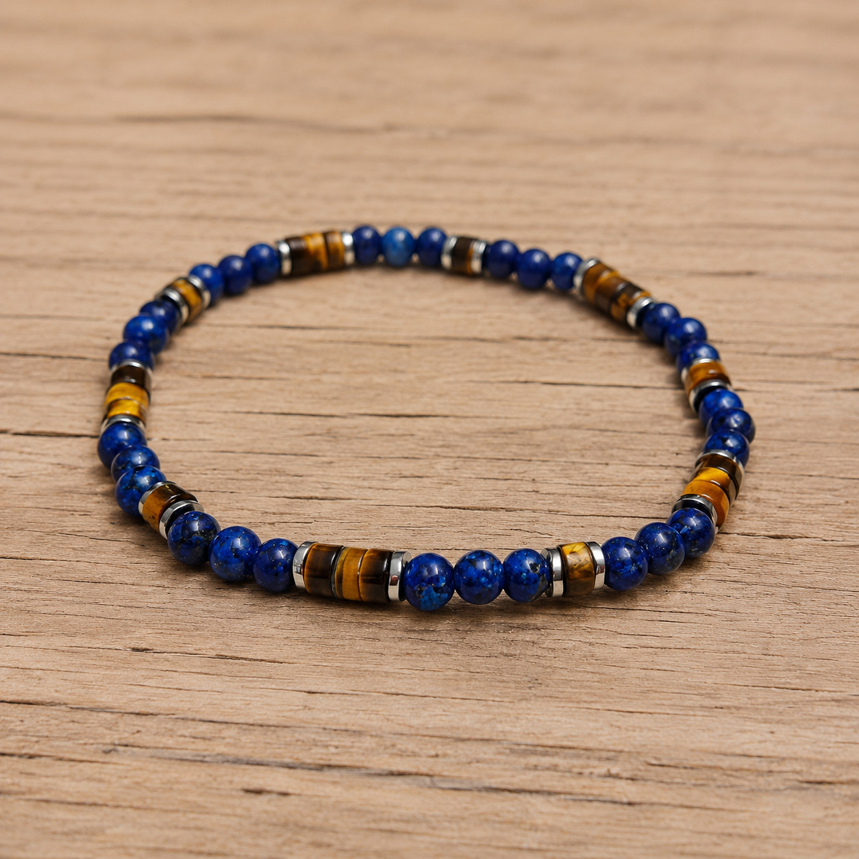 Natural Lapis Lazuli Tiger Eye Bracelet 4mm Beaded Healing Protection Bracelet