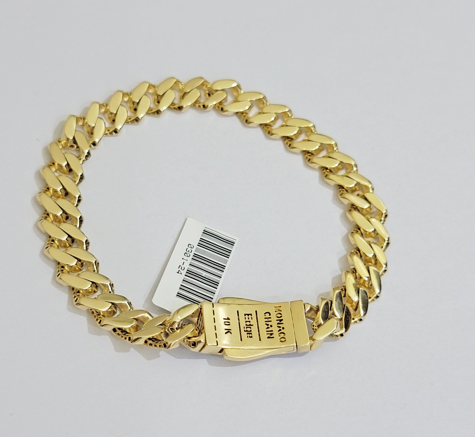 Real 10k Yellow Gold Bracelet 8 Inch Royal Monaco Cuban Link 9mm Mens Box Clasp