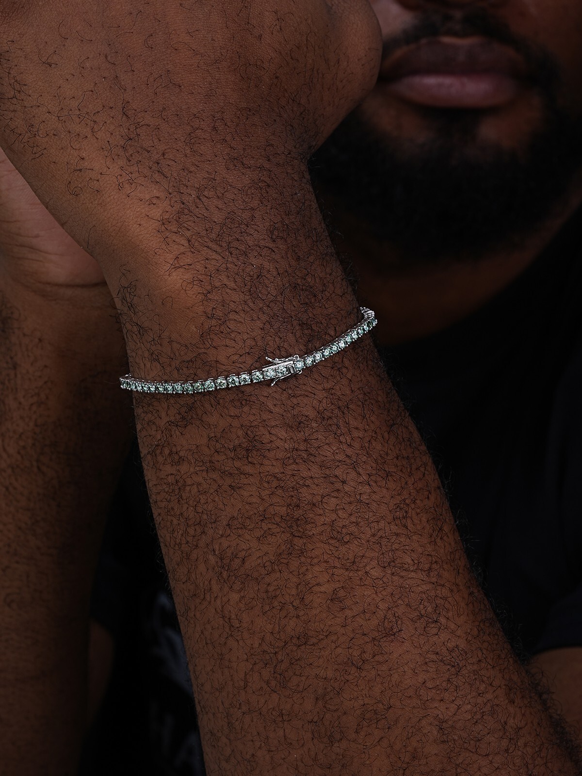 Blue Green MOISSANITE Tennis Bracelet 925 Sterling Silver Pass Test 3mm Hip Hip