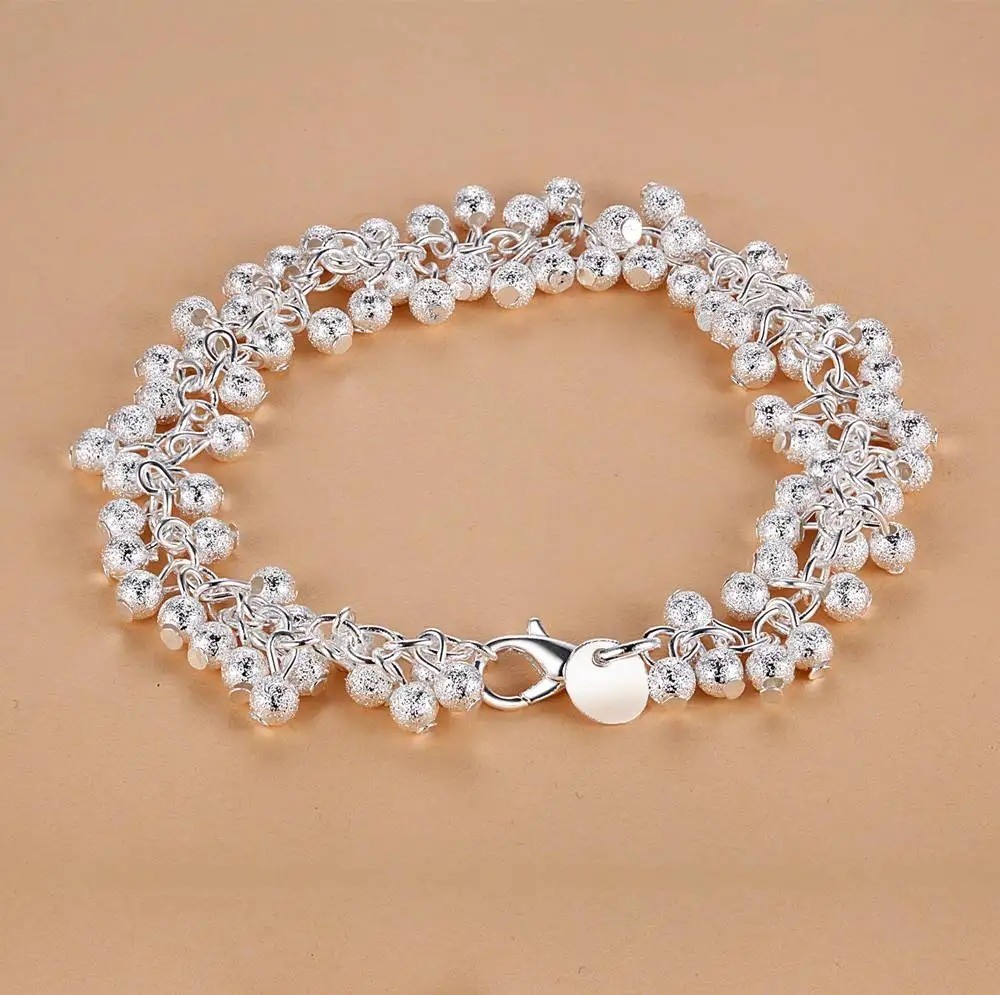 925 Sterling Silver Bracelet Bead Chain Women Wedding Engagement Gift