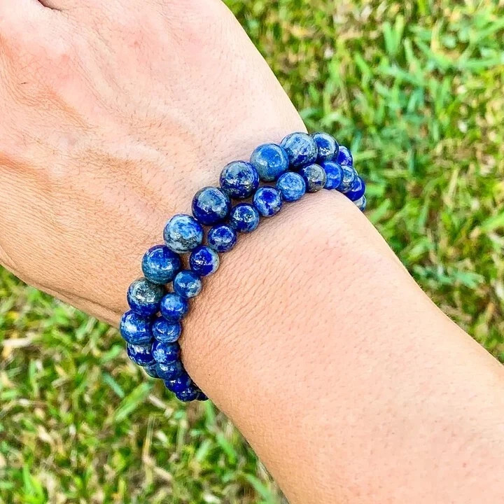 Natural Lapis Lazuli 8MM Beaded Stone Stretch Bracelet Men Jewelry Reiki Gifts