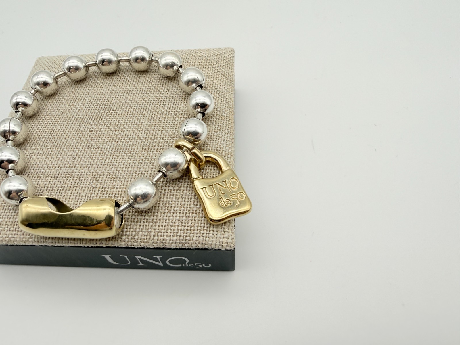 NEW Uno de 50 SNOWFLAKE Bracelet Sterling Silver 18k Gold Plated Beads Large