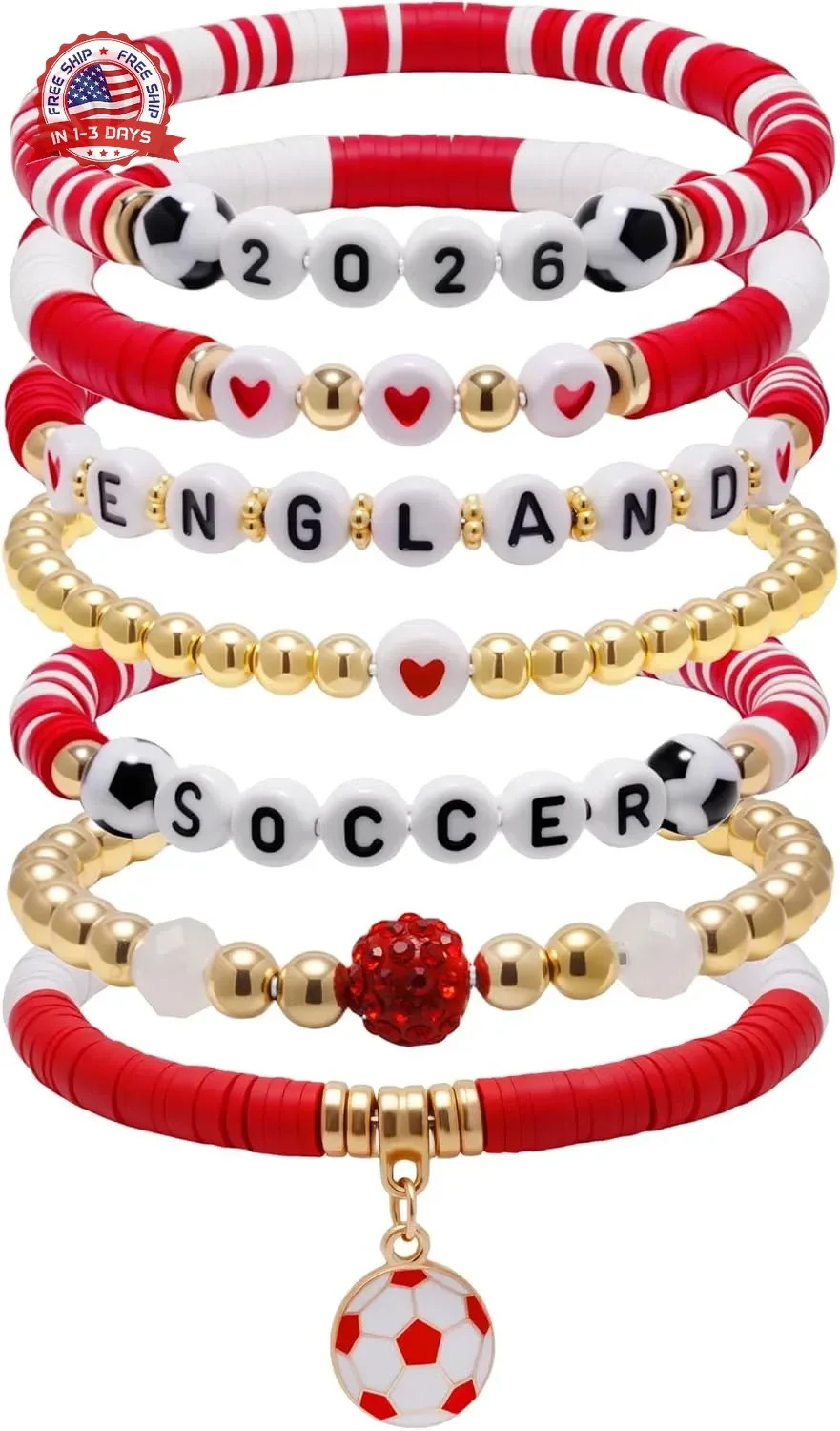 Soccer Bracelets for Women Men,Match Day Team Pride Accessories for 2026 Soccer