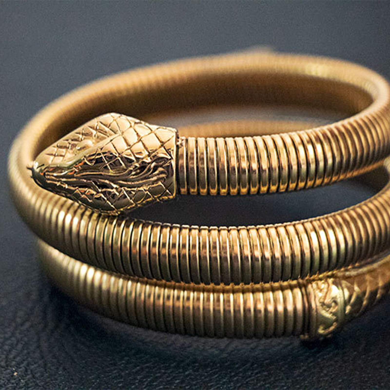 Women’s Mens Chunky Snake Wrap Bracelet Gold Plated Layered Cuff Stainless Steel