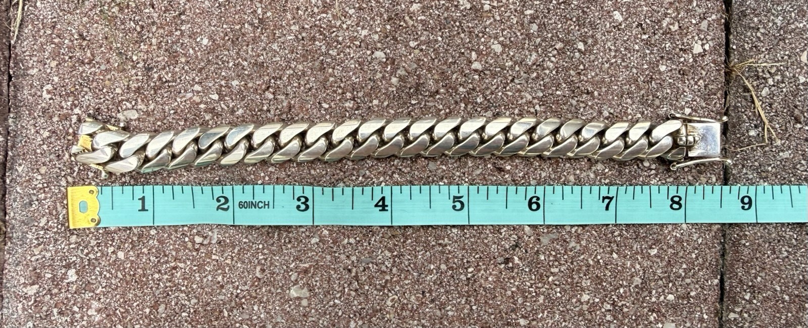 925 Sterling Silver Cuban Link Bracelet 8” 13.2 mm 90.51g Heavy Box Clasp Italy