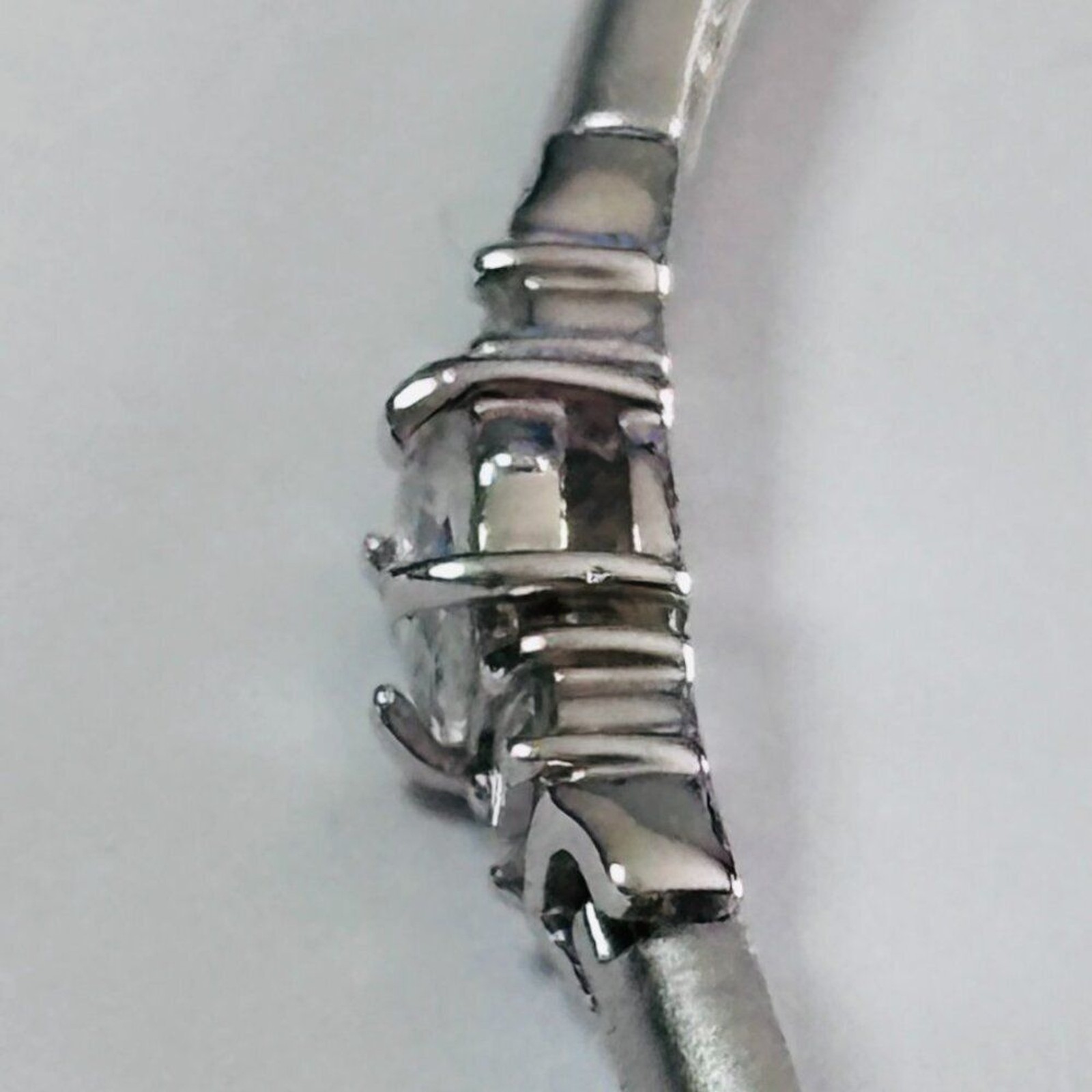 Silver Tone Oval & Round CZ Link Bracelet 7” Box Clasp Sparkle