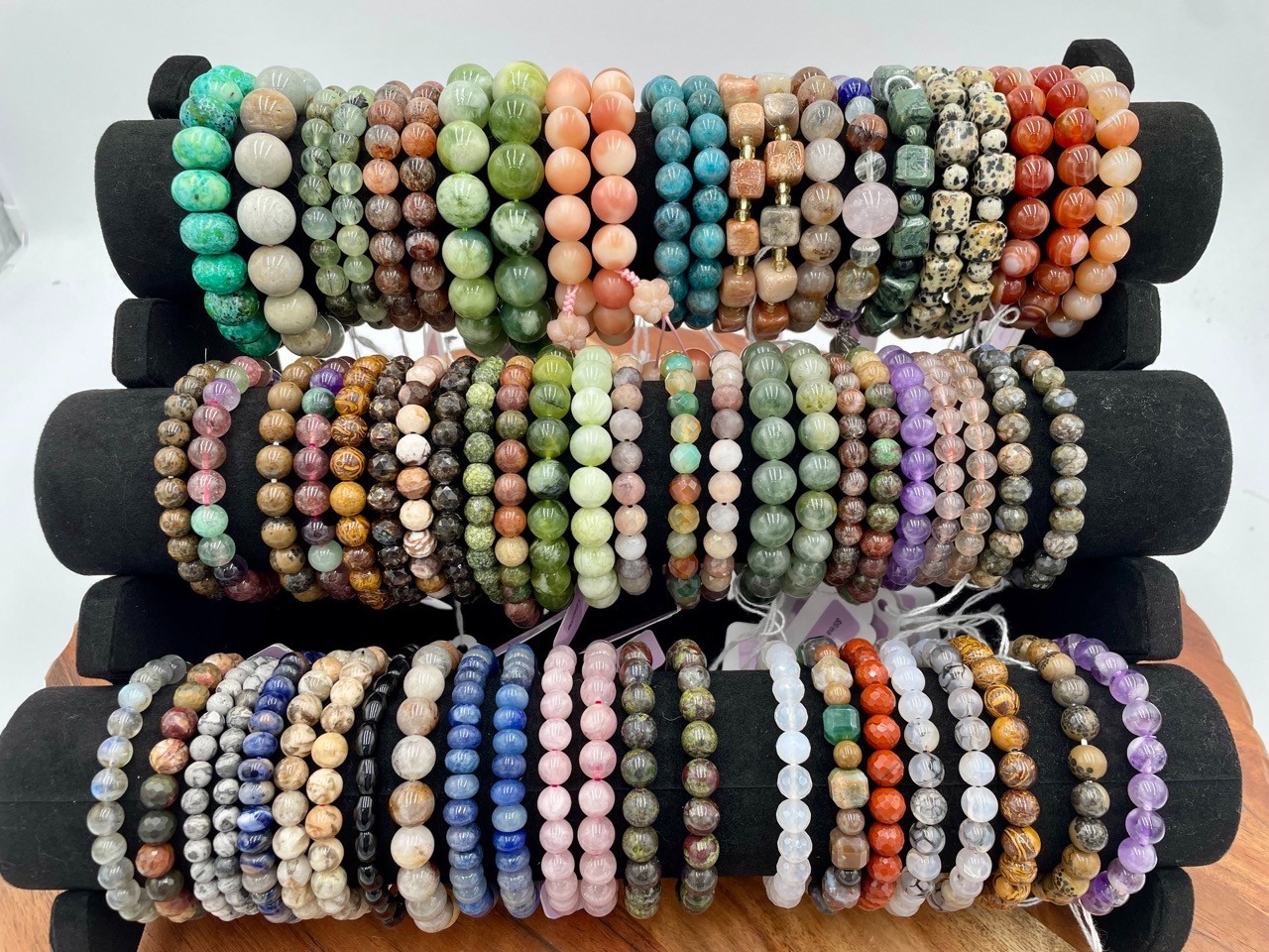 Lot 10 Pcs Mix 6-12mm Natural Crystal Elastic Round Bead Bracelet