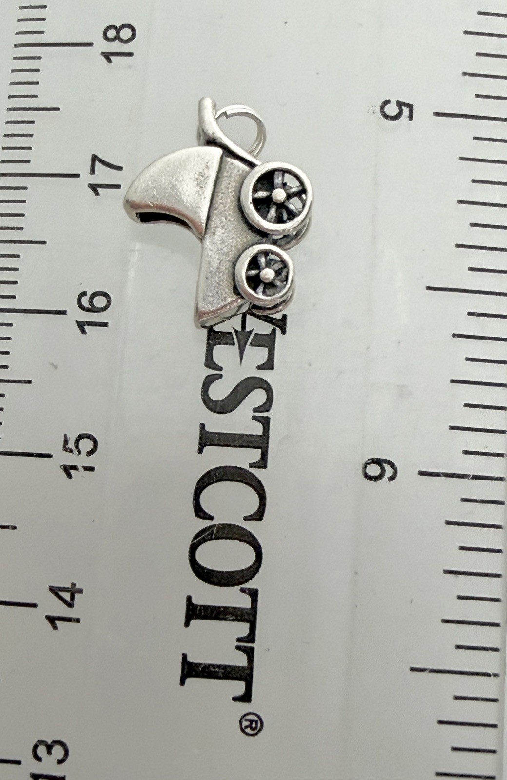 Sterling Silver Oxidized Small Baby Carriage Charm pendant 2.31 gms stamped 925