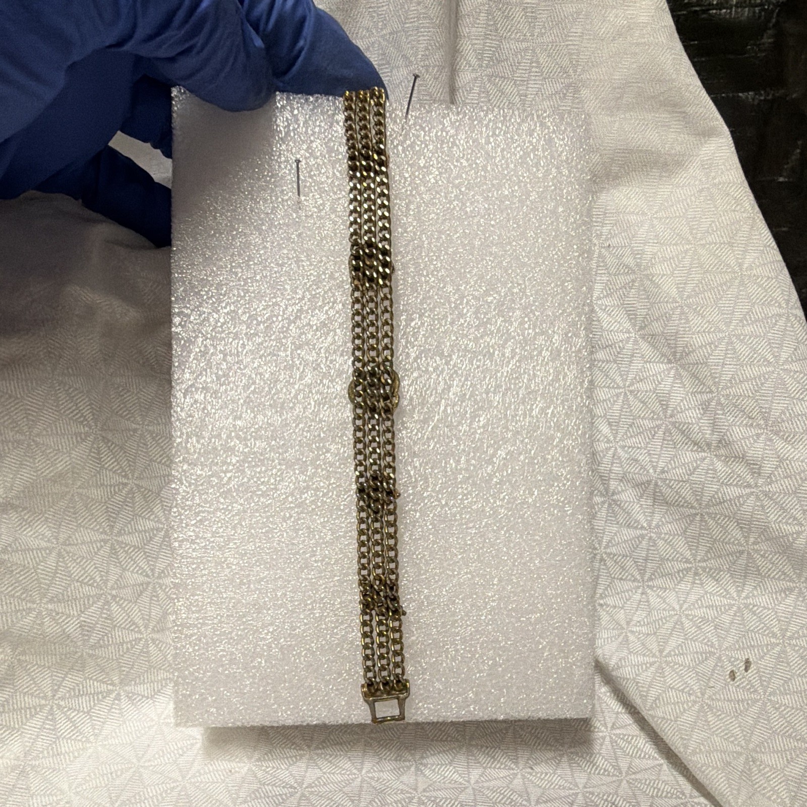 Vintage Goldette N.Y. Multi Strand Slide Bracelet Missing Stones Repair