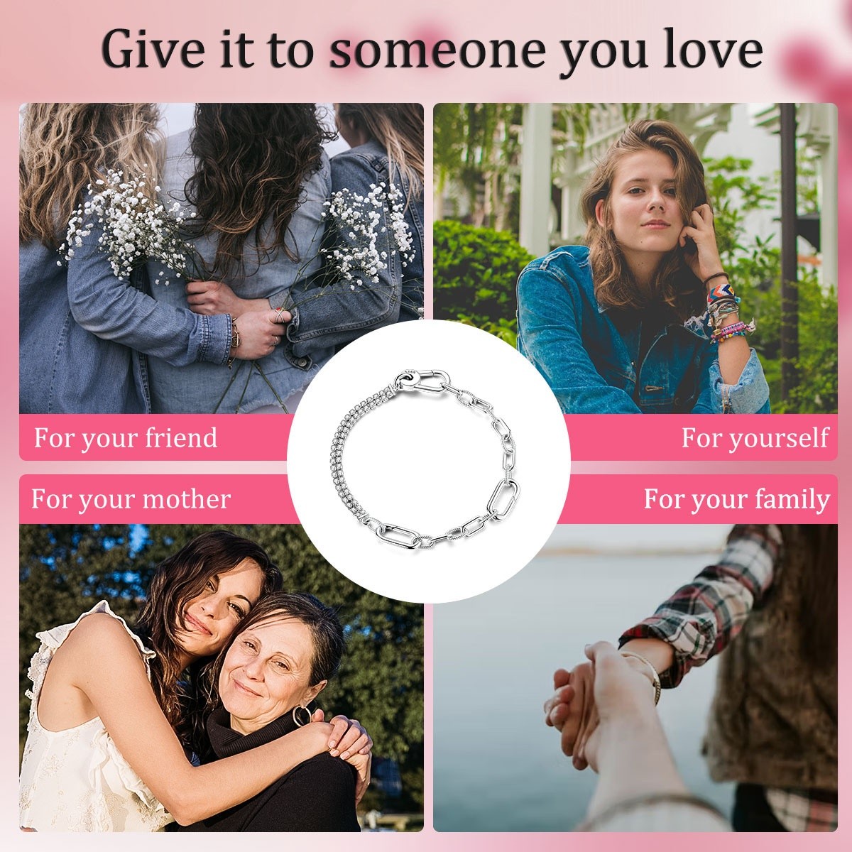 MULA Sparkling AAA CZ 925 Sterling Silver Bracelet fit Charms for Women Bracelet