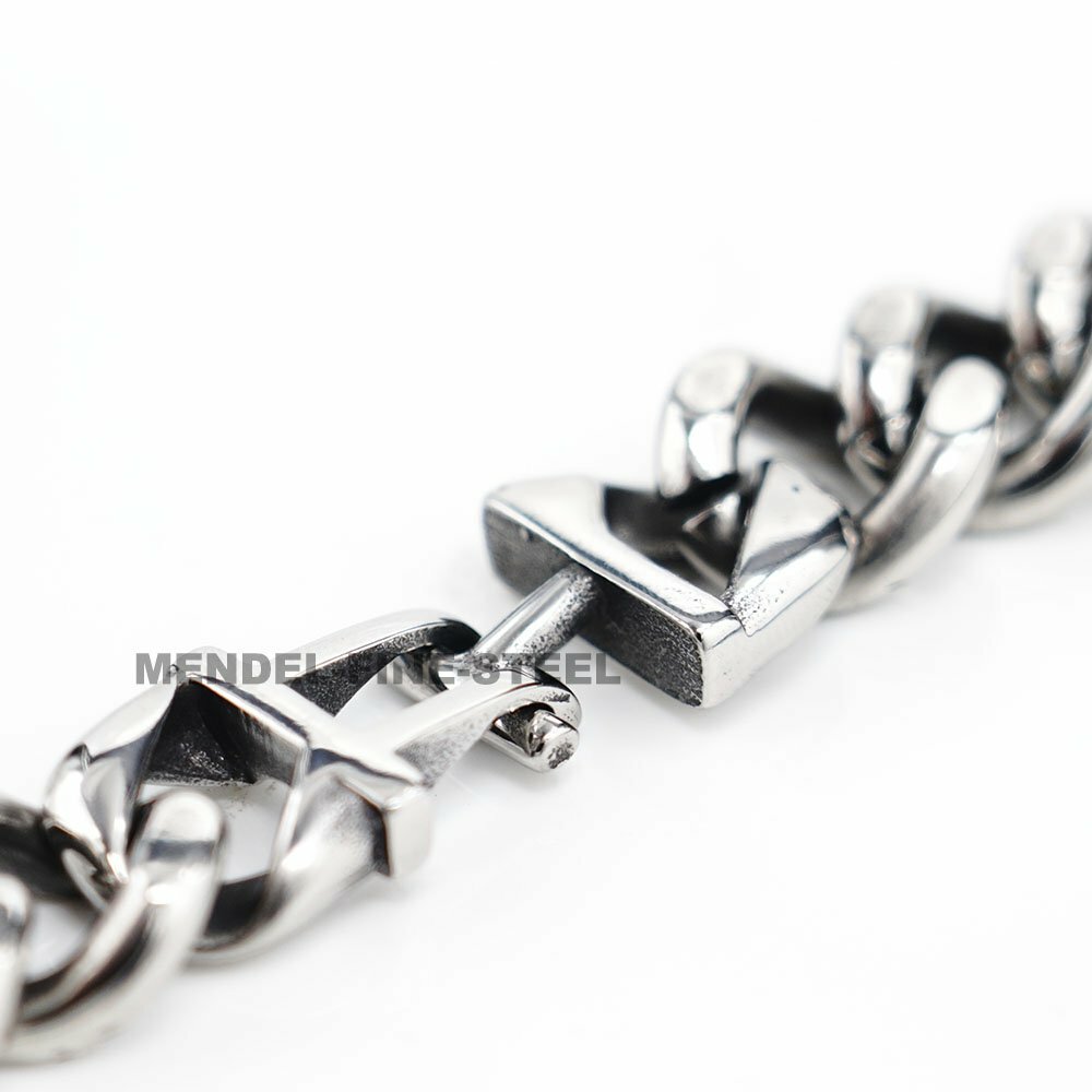 MENDEL Mens Christian Cuban Link Chain Jesus Amulet Bracelet Stainless Steel