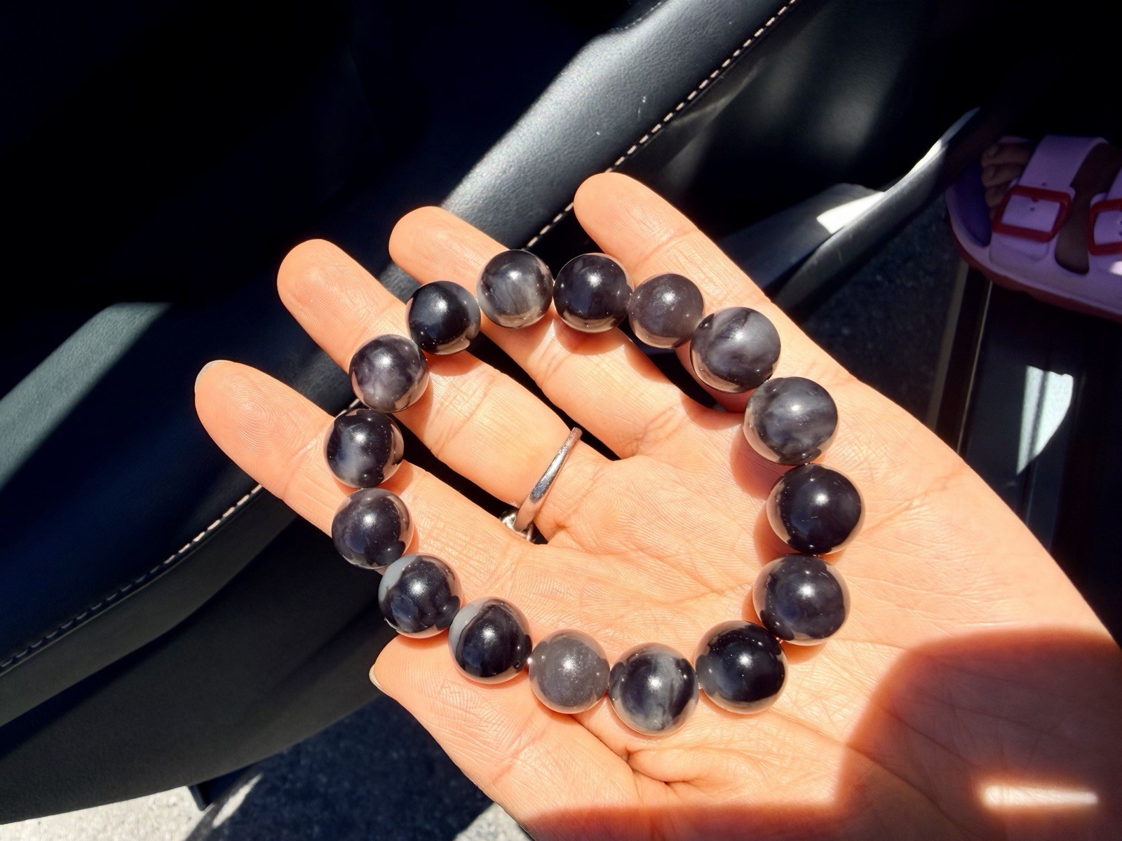Nephrite Hetian Jade bracelet 13m Qinghua Style Emperor purple Half Half 和田玉帝王紫